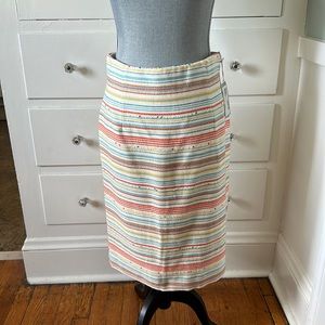 Gorgeous Bill Blass New York designer Multi Stripe high waisted skirt $425 NWT